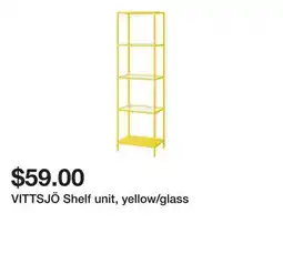 Ikea VITTSJÖ Shelf unit, yellow/glass offer