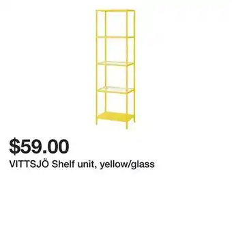 Ikea VITTSJÖ Shelf unit, yellow/glass offer