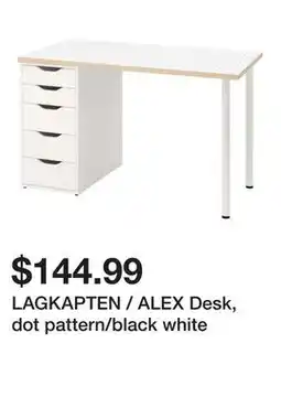 Ikea LAGKAPTEN / ALEX Desk, dot pattern/black white offer