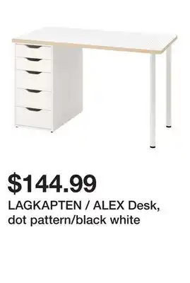Ikea LAGKAPTEN / ALEX Desk, dot pattern/black white offer