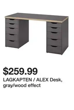 Ikea LAGKAPTEN / ALEX Desk, gray/wood effect offer
