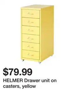 Ikea HELMER Drawer unit on casters, yellow offer
