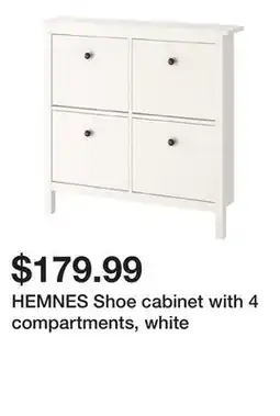 Ikea HEMNES Shoe cabinet with 4 compartments, white offer