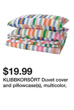 Ikea KLIBBKORSÖRT Duvet cover and pillowcase(s), multicolor offer