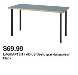 Ikea LAGKAPTEN / ADILS Desk, gray-turquoise/black offer