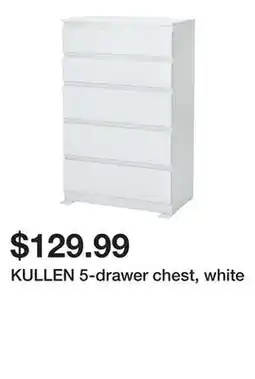 Ikea KULLEN 5-drawer chest, white offer