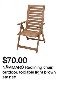 Ikea NÄMMARÖ Reclining chair, outdoor, foldable light brown stained offer