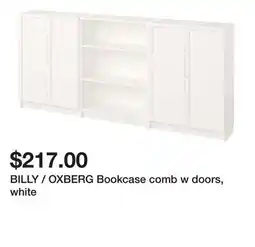 Ikea BILLY / OXBERG Bookcase comb w doors, white offer