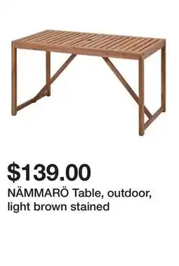 Ikea NÄMMARÖ Table, outdoor, light brown stained offer