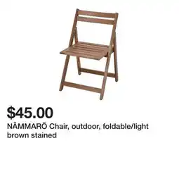 Ikea NÄMMARÖ Chair, outdoor, foldable/light brown stained offer