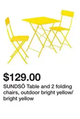 Ikea SUNDSÖ Table and 2 folding chairs, outdoor bright yellow/bright yellow offer
