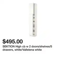 Ikea SEKTION High cb w 2 doors/shelves/5 drawers, white/Vallstena white offer