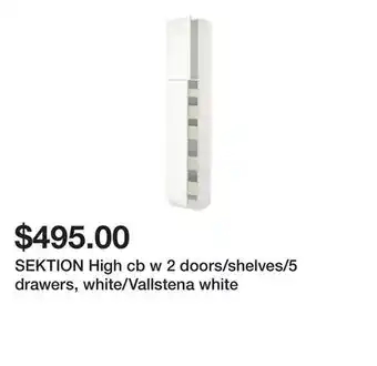 Ikea SEKTION High cb w 2 doors/shelves/5 drawers, white/Vallstena white offer