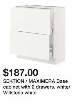 Ikea SEKTION / MAXIMERA Base cabinet with 2 drawers, white/Vallstena white offer