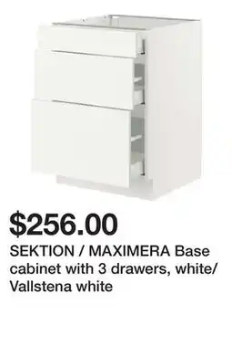 Ikea SEKTION / MAXIMERA Base cabinet with 3 drawers, white/Vallstena white offer