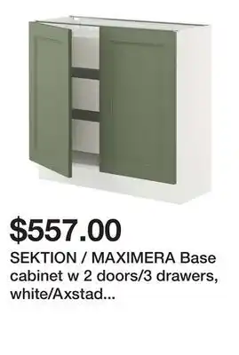 Ikea SEKTION / MAXIMERA Base cabinet w 2 doors/3 drawers, white/Axstad gray-green offer