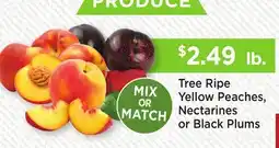 Heinen's Tree Ripe Yellow Peaches, Nectarines or Black Plums offer