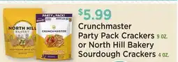Heinen's Crunchmaster Party Pack Crackers 9 OZ. or North Hill Bakery Sourdough Crackers 4 OZ offer