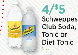 Heinen's Schweppes Club Soda, Tonic or Diet Tonic offer