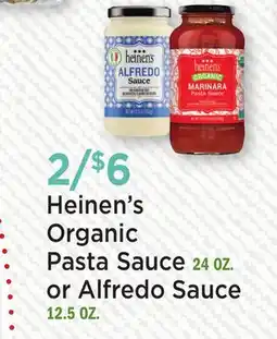 Heinen's Heinen's Organic Pasta Sauce 24 OZ. or Alfredo Sauce 12.5 OZ offer