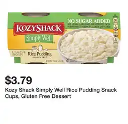 Wegmans Kozy Shack Simply Well Rice Pudding Snack Cups, Gluten Free Dessert offer