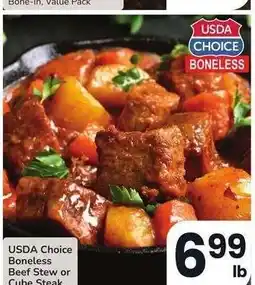 Albertsons USDA Choice Boneless Beef Stew or Cube Steak offer