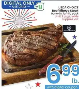 Albertsons USDA Choice Beef Ribeye Steak - Bone - in, family pack offer