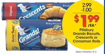 Kroger Pillsbury Grands Biscuits, Crescents or Cinnamon Rolls offer