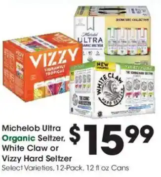 Kroger Michelob Ultra Organic Seltzer, White Claw or Vizzy Hard Seltzer offer