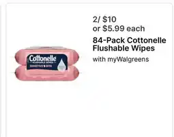 Walgreens 84-Pack Cottonelle Flushable Wipes offer