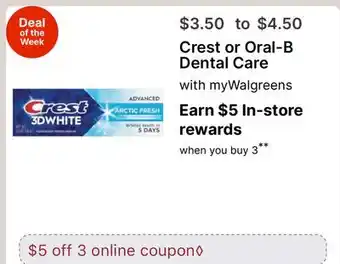 Walgreens Crest or Oral-B Dental Care offer