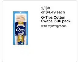 Walgreens Q-Tips Cotton Swabs, 500 pack offer