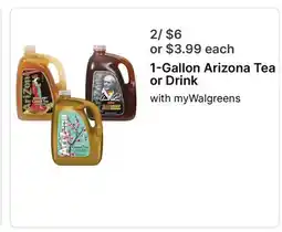 Walgreens 1-Gallon Arizona Tea or Drink offer