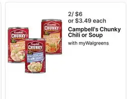 Walgreens Campbell's Chunky Chili or Soup offer