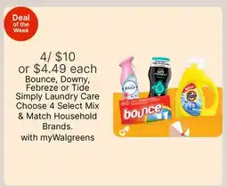 Walgreens Bounce, Downy, Febreze or Tide Simply Laundry Care offer