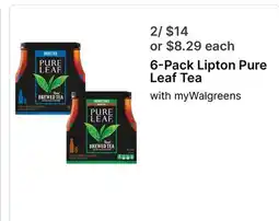 Walgreens 6-Pack Lipton Pure Leaf Tea offer