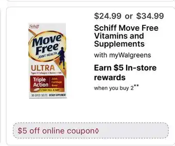 Walgreens Schiff Move Free Vitamins and Supplements offer