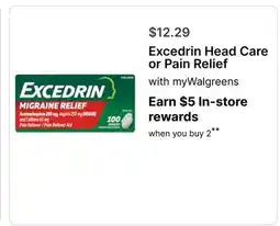 Walgreens Excedrin Head Care or Pain Relief offer