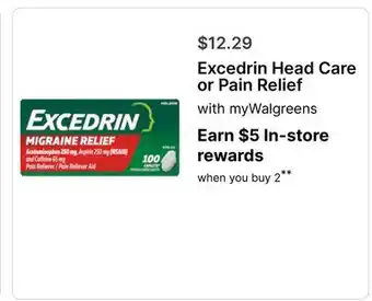 Walgreens Excedrin Head Care or Pain Relief offer