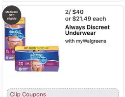 Walgreens Always Discreet Underwear offer