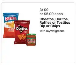 Walgreens Cheetos, Doritos, Ruffles or Tostitos Dip or Chips offer