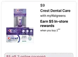 Walgreens Crest Dental Care offer