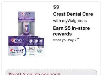 Walgreens Crest Dental Care offer
