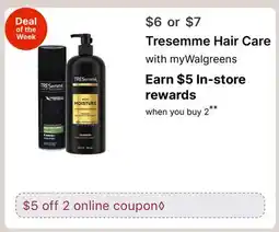 Walgreens Tresemme Hair Care with myWalgreens offer