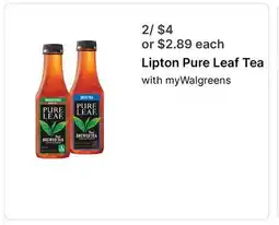 Walgreens Lipton Pure Leaf Tea offer