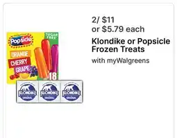 Walgreens Klondike or Popsicle Frozen Treats offer