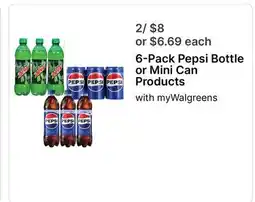 Walgreens 6-Pack Pepsi Bottle or Mini Can Products offer