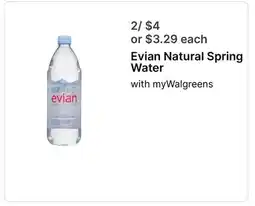 Walgreens Evian Natural Spring Water offer