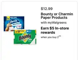 Walgreens Bounty or Charmin Paper Products offer