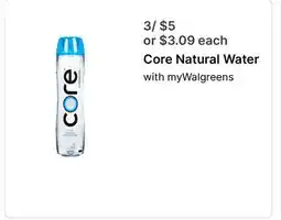 Walgreens Core Natural Water offer